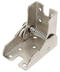 4 Pack Self Locking Folding Brackets Heavy Duty Galvanized Steel Hinges For Foldable Workbench And Kitchen Table Ready To Roll Rock Solid Stability No Sweat Assembly Silver Grey hinge close-up with spring mechanism and mounting holes