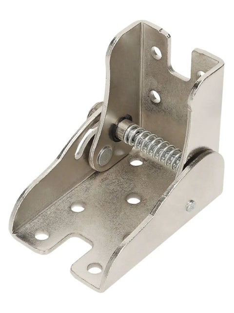 4 Pack Self Locking Folding Brackets Heavy Duty Galvanized Steel Hinges For Foldable Workbench And Kitchen Table Ready To Roll Rock Solid Stability No Sweat Assembly Silver Grey hinge close-up with spring mechanism and mounting holes