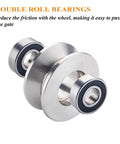3 Inch V Groove Gate Wheel Stainless Steel Roller With Double Bearings, close-up of 304 stainless wheel showing bearings