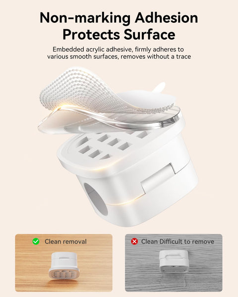 Six Pack Magnetic Cable Clips with smooth adhesive showing non-marking acrylic backing.