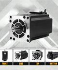 NEMA 42 3-phase closed-loop stepper motor, front view showing silver mounting flange and protruding shaft.