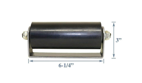 Front view of Six Inch Sliding Gate Guide Roller With Hard Rubber Wheel And Removable Axle Bolts, Built To Last Heavy Duty Gate Hardware Pair For Smooth Quiet Operation And Easy Installation, Ideal Replacement Part