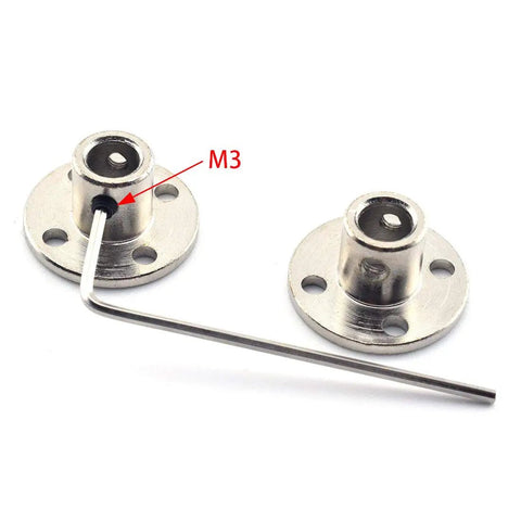 1/4 Inch Flange Shaft Coupling, Metal Axis Bearing Fittings, Rigid Coupler For Stepper Motor And RC Models, Built To Last Shaft Coupler 2 Pack For Precise Motion And Easy Install, M3 set screw with hex key