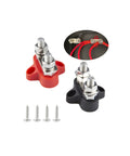 Top Notch 2 Pack 5/16 Inch Bus Bar Power Distribution Junction Block With M8 Positive Negative Terminals, Insulated Covers displayed with screws.