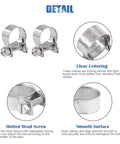 Image showing 12 Pack Stainless Steel Mini Heavy Duty Fuel Injection Hose Clamps Set 14 To 16 mm Diameter Adjustable Pipe Clip Tubing Clamps 9 Sixteenths To Five Eighths Inch Ideal For Automotive And DIY Projects with clear lettering, slotted head screw, and smooth surface details.