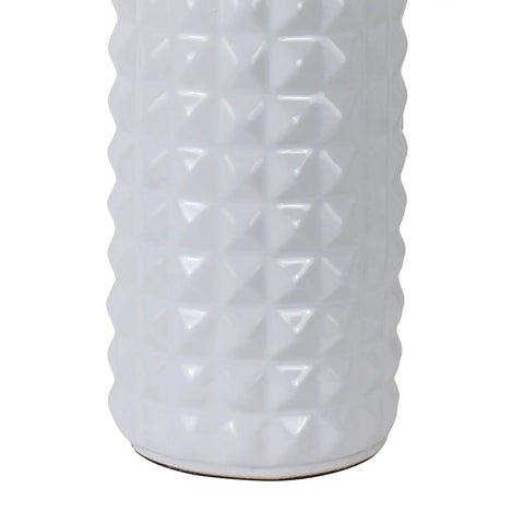 Detailed view of the ceramic base from Felix LED Ceramic Table Lamps Set Of 2 In Antique Brass Finish With White Linen Hardback Shade