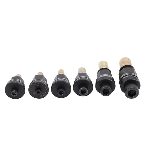 Six Piece Hand Rivet Nut Mandrel Set All-in-One For Quick Pro Grade Riveting On Sheet Metal And Pipe, Carbon Steel, six sizes shown