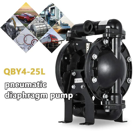 Tough As Nails Air Operated Double Diaphragm Pump Aluminum Body Nitrile Diaphragms 1 Inch Inlet Outlet 35 Gpm Flow 120 Psi Max Pressure For Quick Projects side view showing details of pump design.
