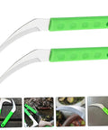 Two Piece Weeding Tool Set Pro Grade Portable Garden Knife with serrated edge and green handle for lawn care