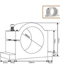 125mm Spindle Motor Clamp Mount Bracket Aluminum CNC Clamp For Precise Machining, Heavy Duty Spindle Mount Fits 100mm And 125mm Tooling, Rock Solid Locking Clamp For Milling And Lathe, dimensioned side view
