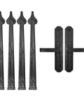 Heavy Duty Magnetic Garage Door Hardware Kit 6 Piece Steel Set with smooth black barn style pull handles and decorative straps.
