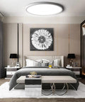 15.7 Inch Ultra Thin Flush Mount LED Ceiling Light 32W 3800LM 5000K Daylight White Round Modern Fixture in stylish bedroom
