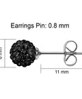 Dope 3 Pairs Crystal Ball Stud Earrings Set in White Jet Black and Hematite 6mm Disco Ball Pave Beads Hypoallergenic for Women Sparkly Rhinestone Ball Earrings Perfect for Multiple Piercings and Everyday Glam black 6mm stud earring with 0.8 mm pin and 11 mm post