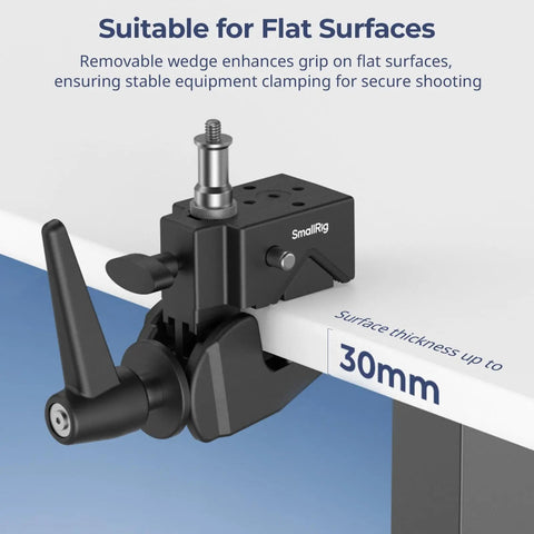 Beefy Heavy Duty Super Clamp Kit 2-Pack for Cameras Microphones Monitors and Lighting Gear secure on flat surface