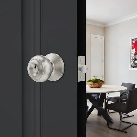 Keyed Entry Door Knob With Lock In Satin Nickel Finish Solid Stainless Steel For Front Or Back Doors No Brainer Easy Install