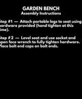 Assembly instructions for Heavy Duty Outdoor Garden Bench With Thermoplastic Coated Slatted Steel Industrial Grade Construction For All Weather Durability Portable With Back 6 Ft Black Made In America Commercial Grade Built Tough
