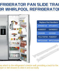 Upgraded Fridge Crisper Drawer Slide Rail Kit No Sweat Install Heavy Duty Straight Swap Replacement For Quick Kitchen Refresh And Easy Home Organization with white glide rails and refrigerator interior.