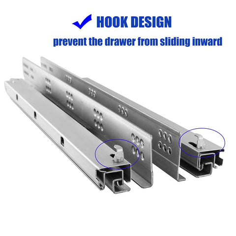 Six Pairs 21 Inch Undermount Soft Close Drawer Slides Kit, Heavy Duty 85LB Load, Quiet Glide For Half And Five-Eighth Inch Drawer Boxes, 2-Way Adjustable, Easy Install hook design
