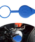 Car Windshield Washer Fluid Reservoir Cap 2 Inch Waterproof Tank Cover Durable Replacement OEM CP9Z17A605A Direct Fit For Ford Cars For Your Ride 2012 2018 Models Blue, shown separately and installed