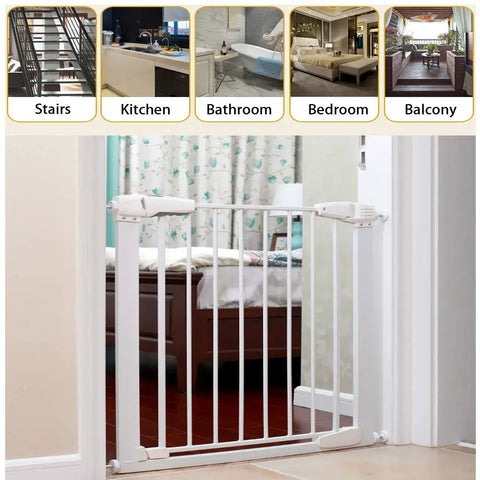 Heavy Duty M10 Gate Adapters 4 Pack Threaded Spindle Rod Connector Kit installed on a door frame for baby safety.