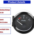 12V 52mm Fuel Level Gauge Sending Unit With 240-33 Ohm Sensor, Easy Read Pointer Meter for Boats Cars Trucks RVs and Motorcycles