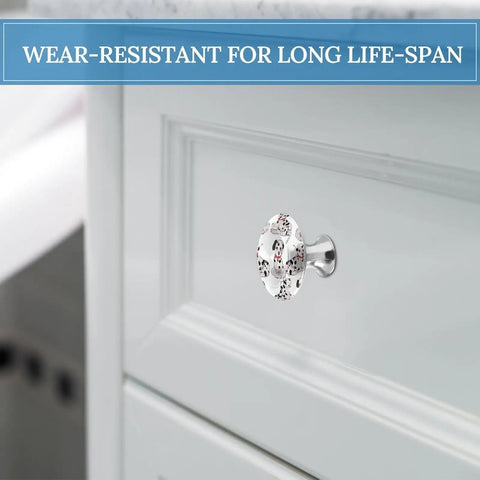 Dalmatian Cabinet Knobs 2 Pack Round Drawer Pulls installed on kitchen cabinet