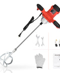 Super Powerful 2100 Watt Electric Handheld Portable Cement Mixer With Adjustable Six Speeds Perfect For Mixing Up Concrete Mortar Mud Paint Plaster And Grout Quick Detach Head For Simple Cleaning with accessories