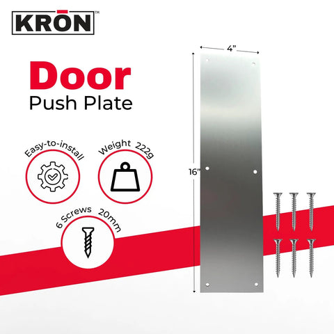 Heavy Duty 4X16 Inch Door Push Plate Rock Solid Clear Anodized Aluminum Guard With Easy Screw Mounting For Wood Or Metal Doors Straight Up Premium Door Protector To Keep Walls And Entries Looking Crisp