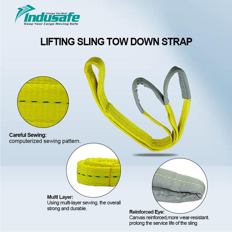 2 Pack 2 Inch By 3 Foot Lift Slings Made From 2 Ply Polyester Rigging Straps Flat Eye To Eye Web Slings With 6200 Lb Working Load