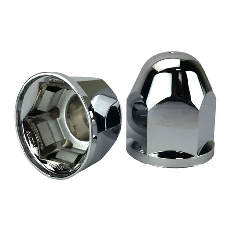 Upgrade Your Street Rig With This 10 Pack Of Durable Chrome Hex Flange Lug Nut Caps Featuring 1 1/16 Inch Push On Fitment.