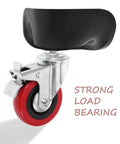 Four Piece 3 Inch Stainless Steel Swivel Caster Wheels With Twin Locking Brakes smooth rolling red wheel with strong load bearing support.