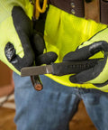 Technician using Pro Grade Cable Splicer Kit With Electricians Scissors And Splicer Knife Two Pocket Leather Pouch For Quick Wire Stripping Notches For 19 And 23 AWG Three Piece Set For Electricians on cable