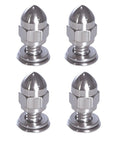 Heavy Duty Motorcycle License Plate Bolt Kit Four Piece Anti Theft Locking Nuts Vibration Proof Fastener Hardware For Harley Honda Yamaha showing four chrome plated nuts.