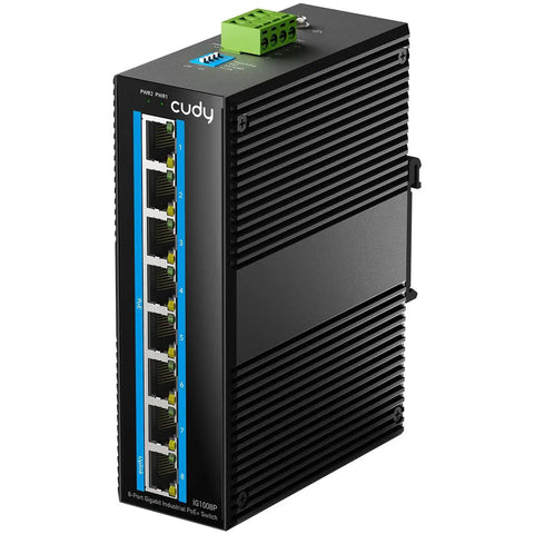 Eight Port Gigabit PoE Industrial Network Switch Be A Beast With 802.3at/af PoE DIN Rail Mount IP40 Rating Rugged Aluminum IG1008P