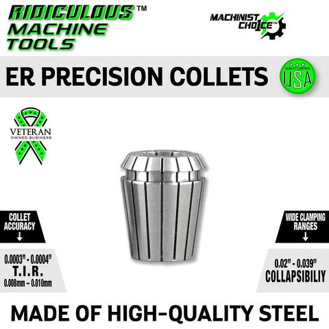 ER 11 High Precision Spring Collets 3 Sixteenth Inch With Ultra Tight 0.0003 Inch TIR And 0.02 To 0.039 Inch Clamping Range For Milling