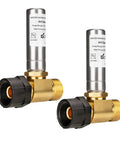Stainless Steel Water Hammer Arrestor 2 Pack With 7/8 Inch Female Swivel Nut To 3/4 Inch Male Thread Reduces Banging Noise In Toilets And Pipes With Lead Free Brass And Durable Stainless Steel Construction, shown with brass and stainless fittings