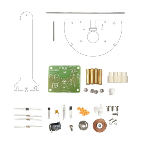 Magnet Pendulum DIY Science Kit components, including PC parts and circuit board, for easy assembly and magnetic induction experiments.