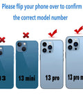 Graphic showing iPhone models to verify compatibility for 2 Pack IPhone 13 Pro And 13 Pro Max Camera Lens Replacement Glass