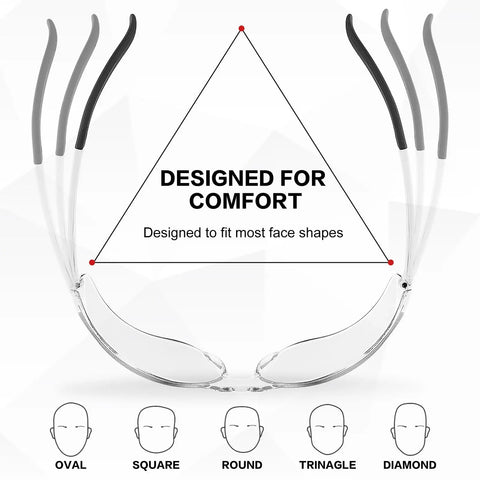 Clear Safety Glasses ANSI Z87.1 Certified 30 pack durable eyewear design for face comfort and shape fitting