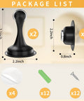 Heavy Hitter Magnetic Door Stops 2 Pack Holds Like A Dream Wall And Floor Protector No Drill Needed Keeps Doors Propped Wide Open Sleek Finish For Bedrooms And Living Rooms Black package contents showing dimensions