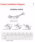 Installation diagram for HZyizhihang heavy-duty lid stay hinges; wall-mount plate and folding arm with 100 mm length.