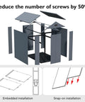 Image of 4x6 Ft Resin Outdoor Storage Shed components with embedded and snap-on installation options.