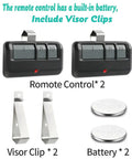 Universal Garage Door Opener Remote For 1993 To Present Compatible With Chamberlain And Craftsman Openers Includes Two Visor Clips 2 Pack Replacement For 893MAX 893LM 971LM 373LM with accessories.