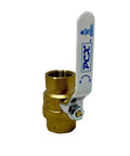 Half Inch FIP Female NPT Brass Ball Valve Full Port 600 WOG Beefy Built To Last With Blowout Proof Stem Quarter Turn Shutoff Safe For Potable Water CSA UPC Certified brass valve with white lever