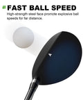 Top view of Rescue Hybrid Golf Club For Men 2 Through P Right Handed with fast ball speed, showing aerodynamic head in black.