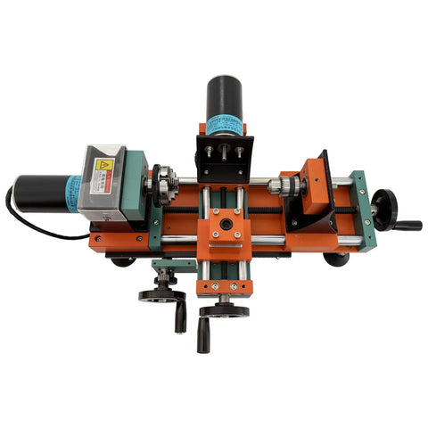 EQCOTWEA Mini Wood Lathe Benchtop Turning Machine With Dual Motors And Stepless Speed Control Up To 3000 RPM for precise DIY crafting.