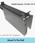 Bulletproof Heavy Duty Vertical Wall Mount Patch Panel Bracket Pack Of Two For 19 Inch Network Gear showing weight capacity and EIA-310 specs.