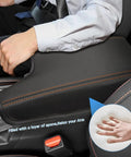 Subaru Crosstrek Center Console Armrest Cover Leather With Orange Stitches For 2018-2023 Crosstrek and Impreza installed in car