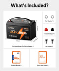 Premium 12V 100Ah LiFePO4 Battery Trolling Motor Marine Boat RV 4 Pack Smart BMS included components and measurements.