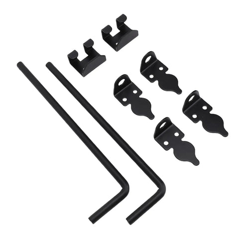 Heavy Duty Cane Drop Bolt for Wooden Gates, Vertical or Horizontal Mount, Weatherproof Steel Gate Drop Rod, Durable Outdoor Fence Locking Hardware For Commercial And Residential Gates, Rustproof, Easy Install, Locking For Outdoor Fences, black steel parts